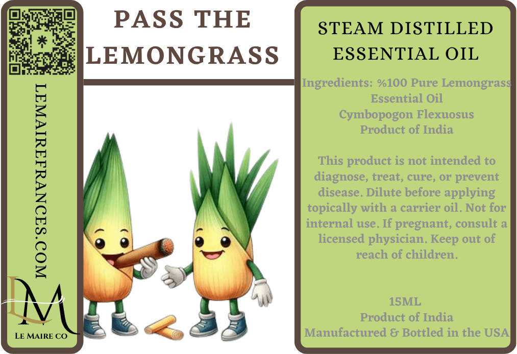 Essential Oil: Lemongrass (India) | 100% Pure Steam Distilled | Pass the Lemongrass™Essential OilLe Maire