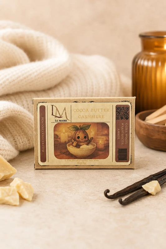 Cocoa Butter Cashmere handmade soy wax melt with warm vanilla and cashmere aroma | Le Maire