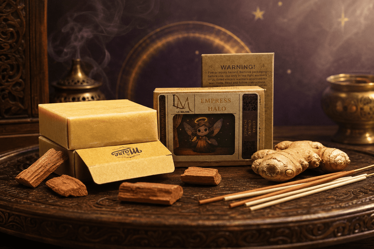 Empress Halo handmade soy wax melt, styled product image 4 | Le Maire