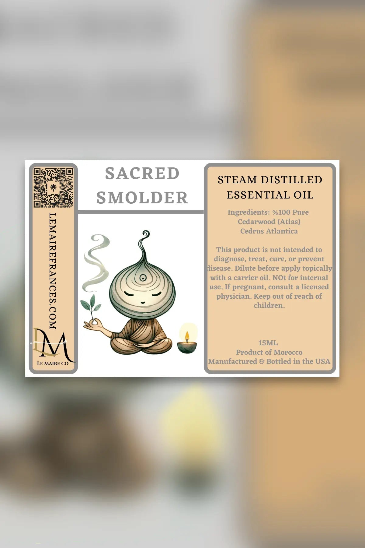 Sacred Smolder Atlas cedarwood essential oil, 15 mL bottle | Le Maire