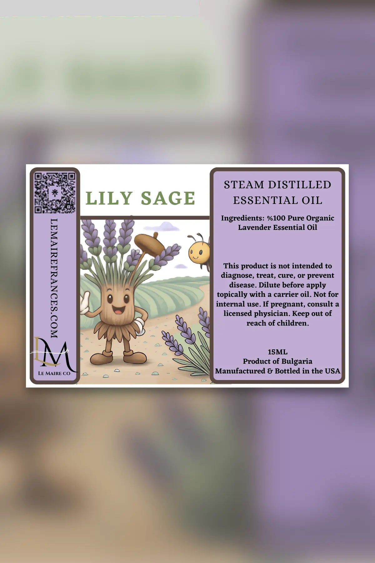 Lily Sage Bulgarian lavender essential oil, 15 mL bottle | Le Maire