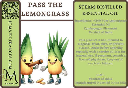 Essential Oil: Lemongrass (India) | 100% Pure Steam Distilled | Pass the Lemongrass™Essential OilLe Maire