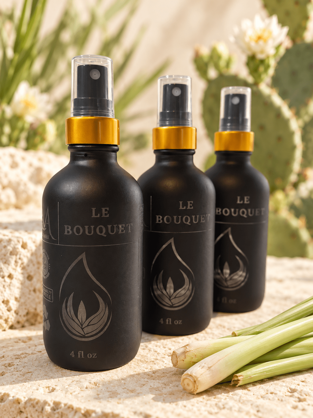 Le Bouquet handmade room spray in a lemongrass and cactus-inspired scene | Le Maire