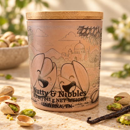 Nutty Nibbles candle with pistachio and vanilla accents