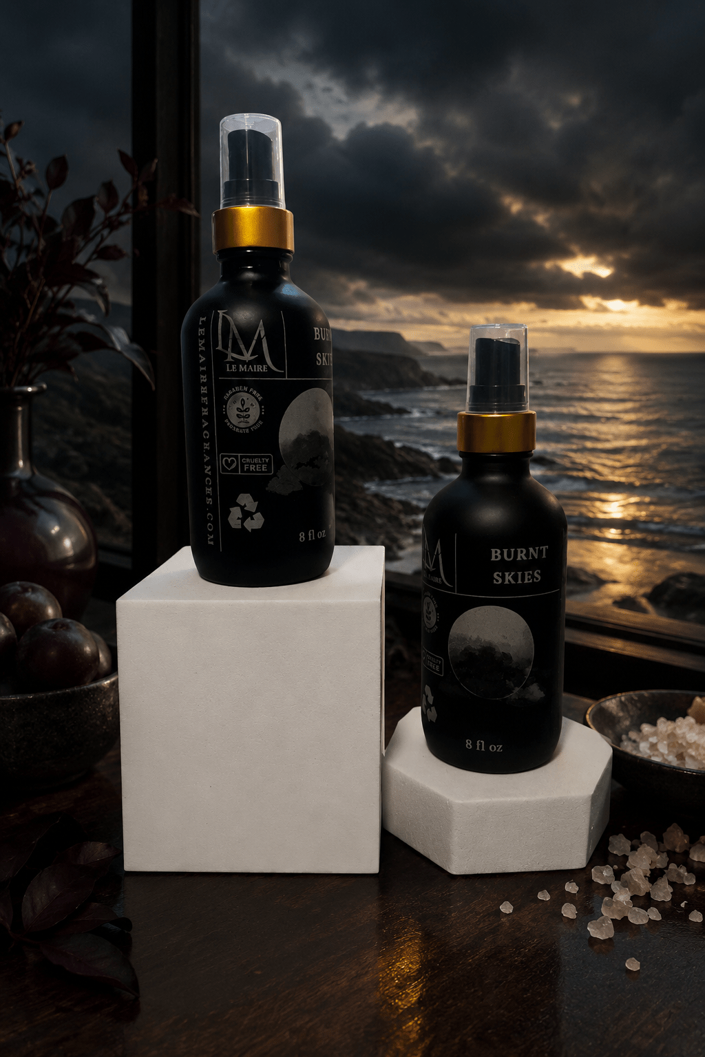 Burnt Skies handmade room spray, styled product image 3 | Le Maire
