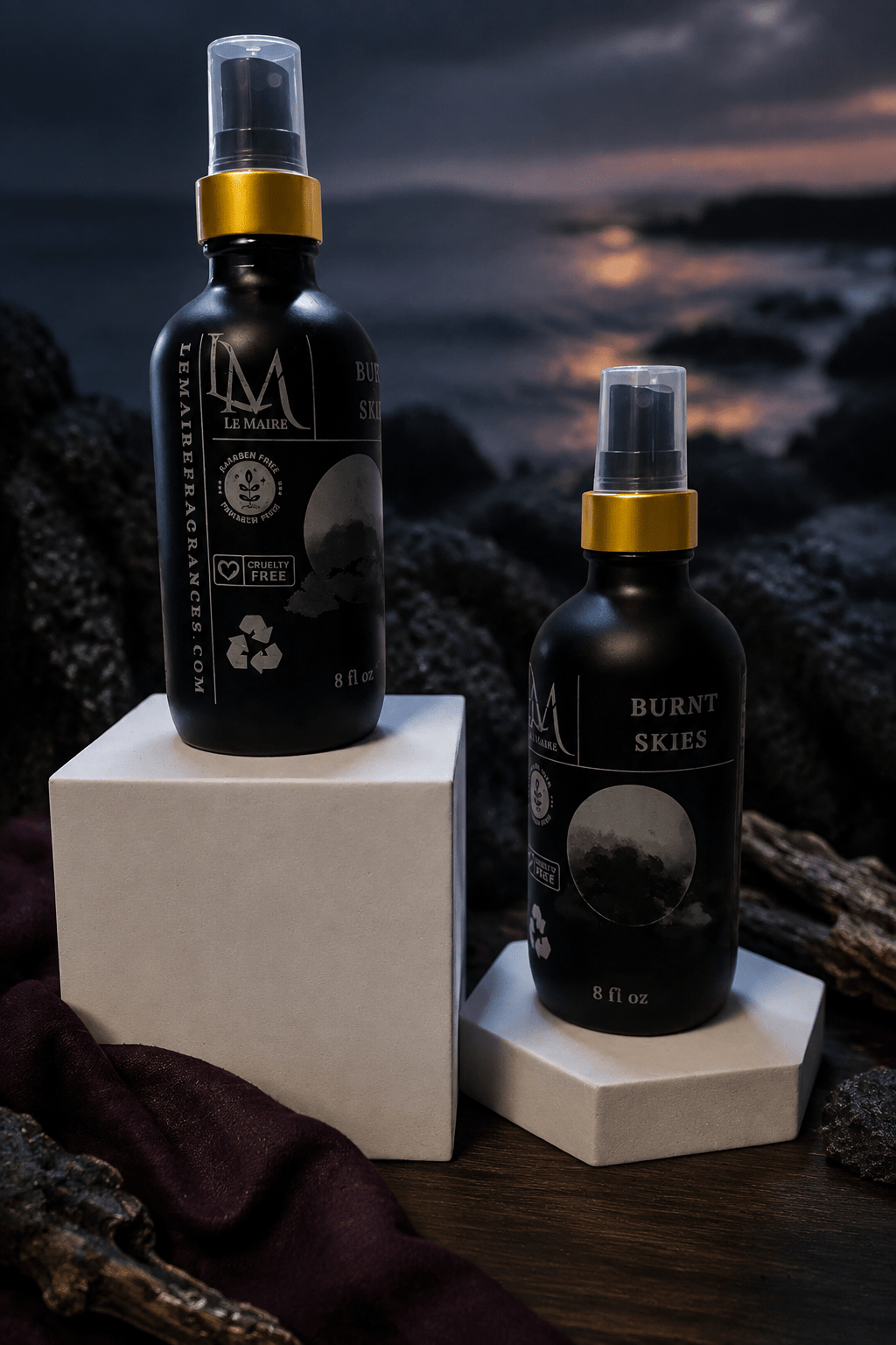 Burnt Skies handmade room spray, styled product image 2 | Le Maire